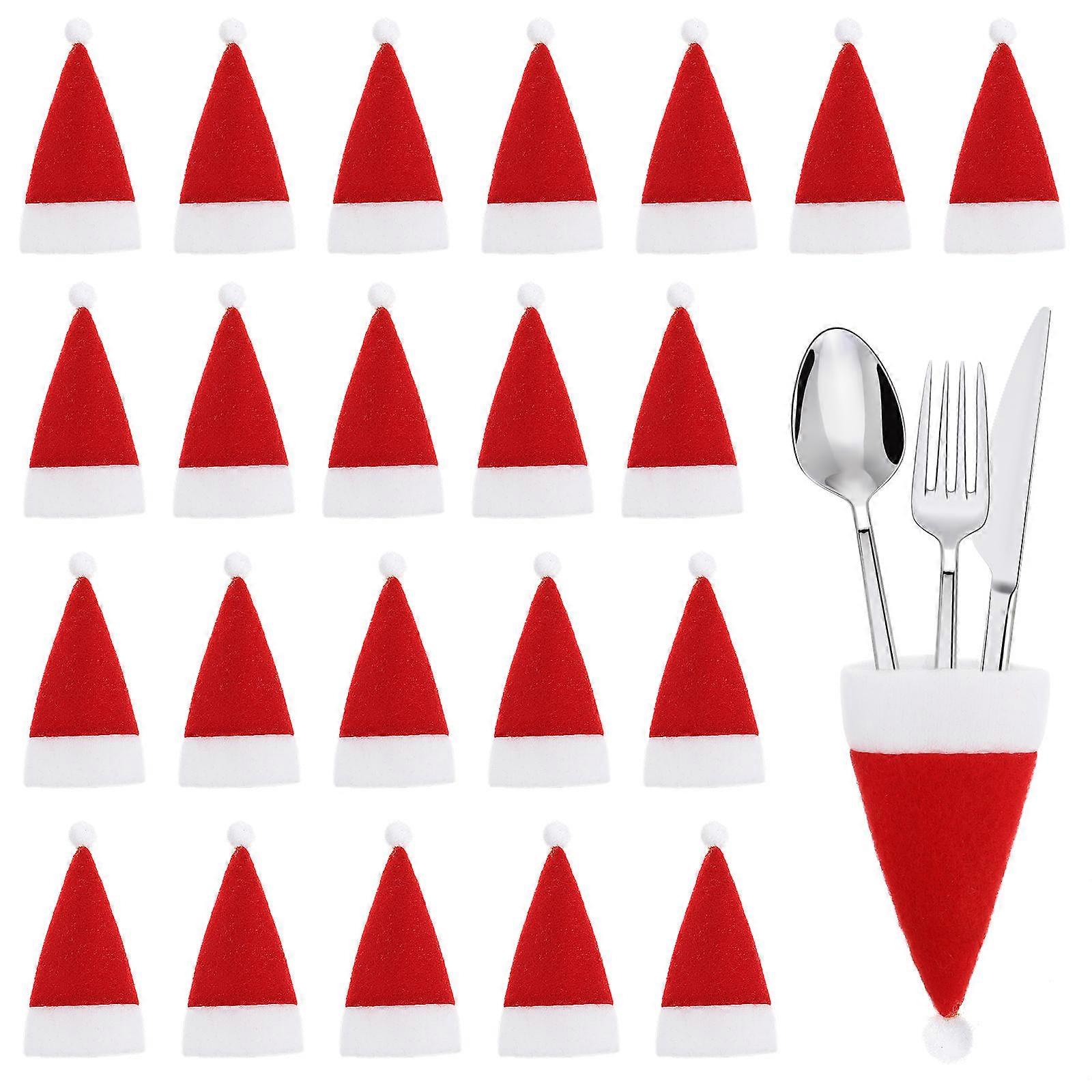 Mini Ornaments For Crafts Silverware Holders Chriatmas Party Hat Shaped Table Decor 30Pcs