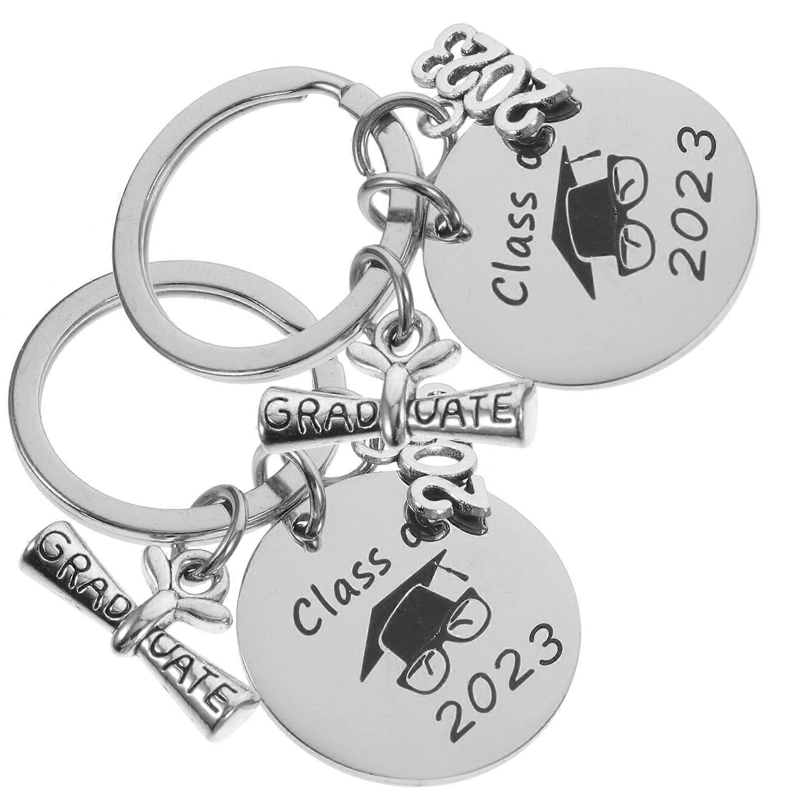 Graduation Keychain Class of 2023 for Key 8Pcs Stainless Steel Silver
