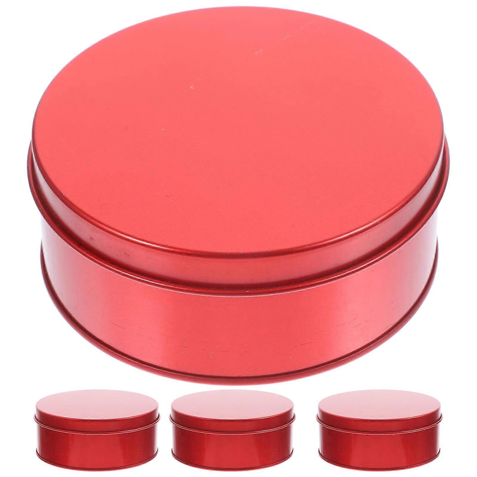 Large Cookie Tins with Lids Round Cookie Tins for Storage 12Pcs Red Candy Boxes