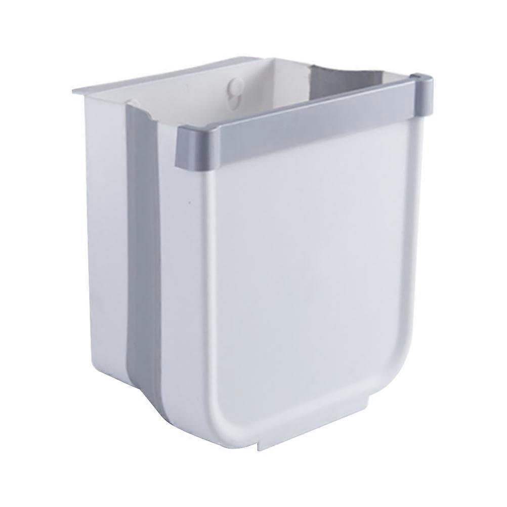 Foldable Trash Basket Hanging Trash Can for Kitchen Use 1Pcs White Container