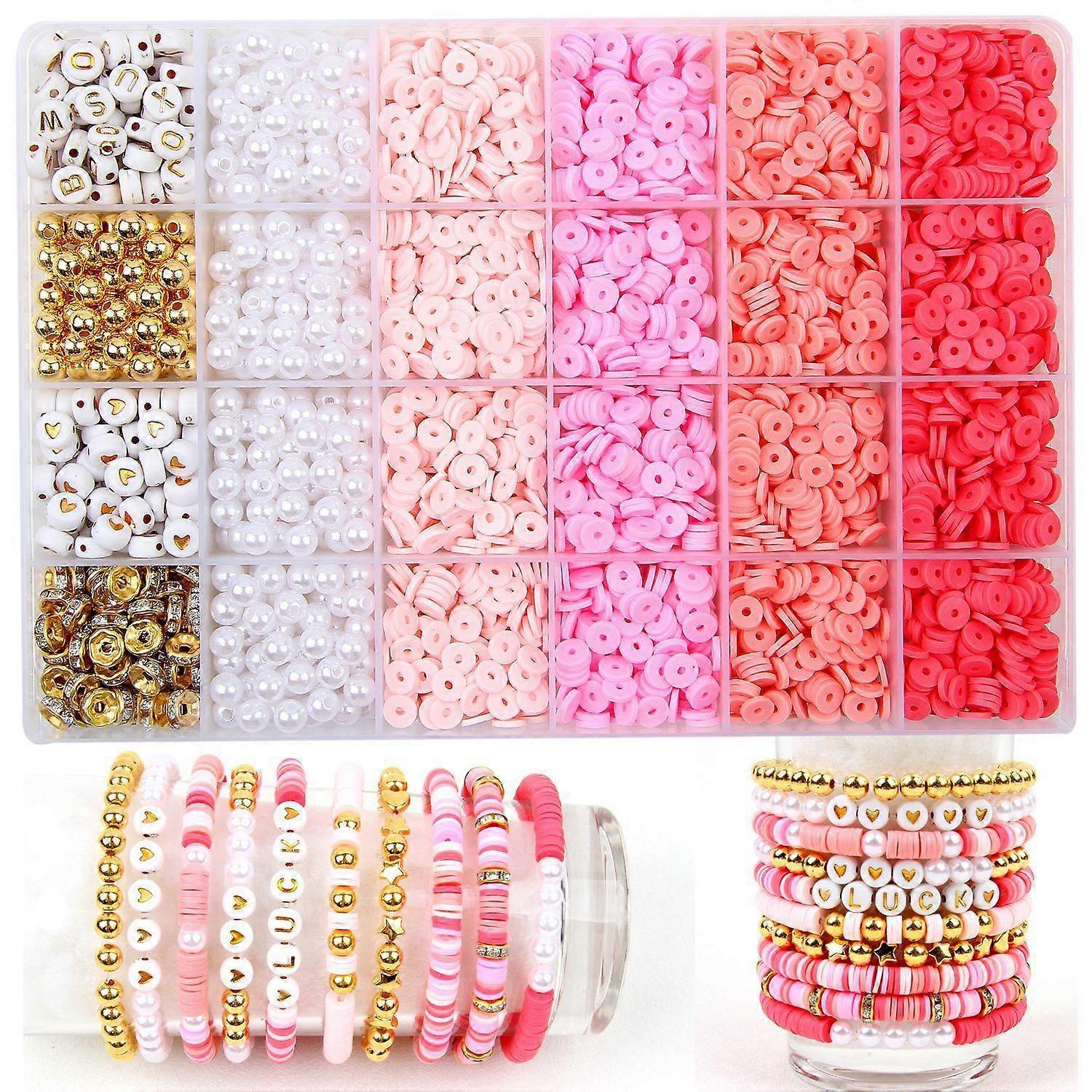 Bracelet Making Kit with 6mm Polymer Clay Beads #02