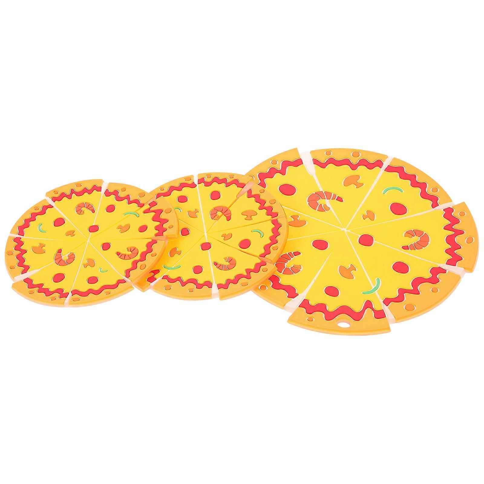 PVC Cup Coasters Decorative Pizza Design for Cups 15Pcs Set