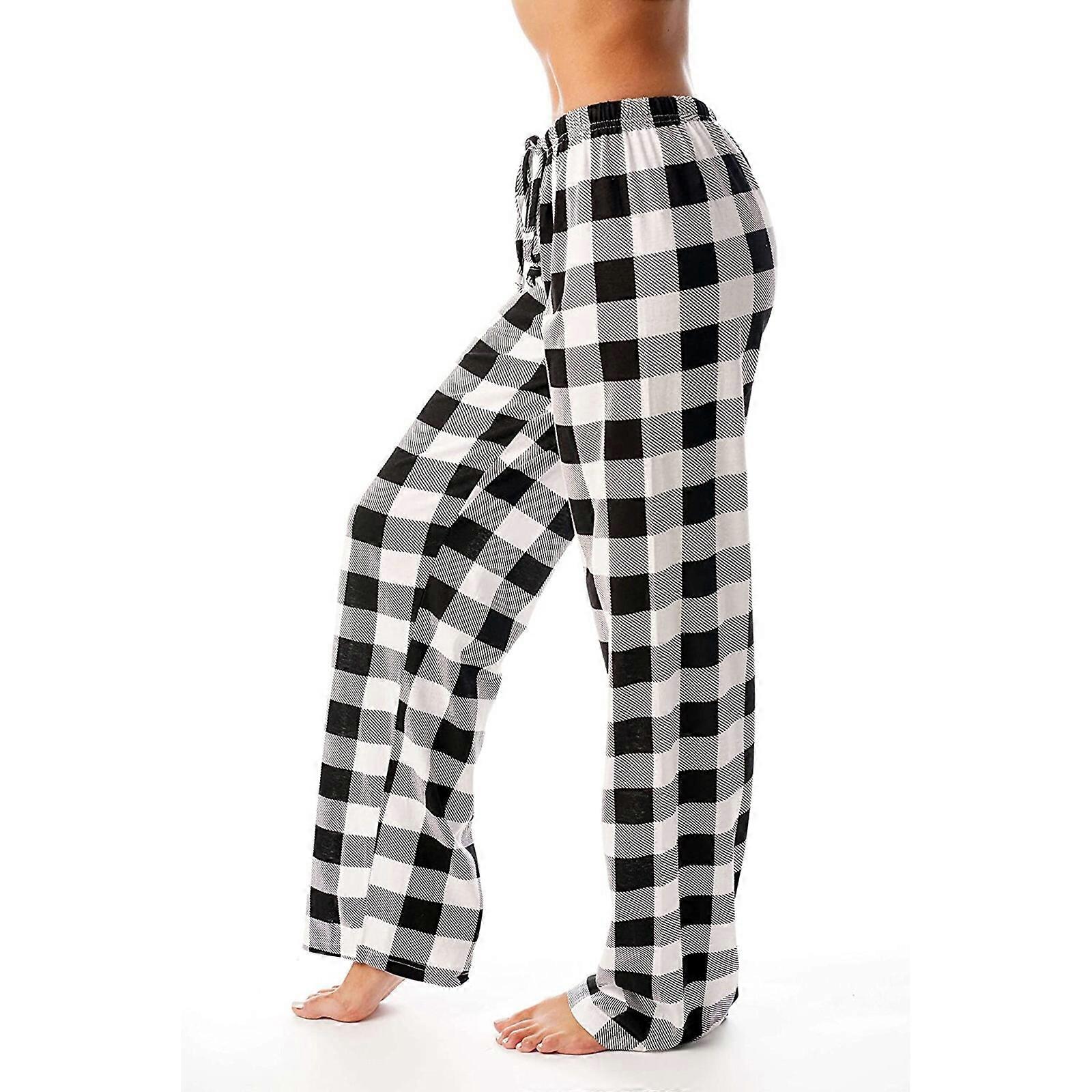 Women's Plaid Sleep Pants Drawstring Pyjama Bottoms Soft Pajamas Pants Autumn
