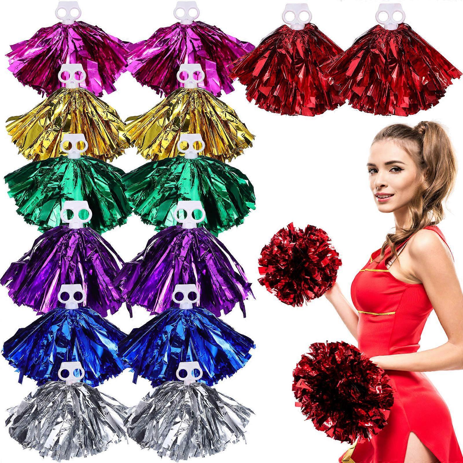 Assorted Color Cheerleader Pom Poms Pom Poms for Cheerleading 7Pairs