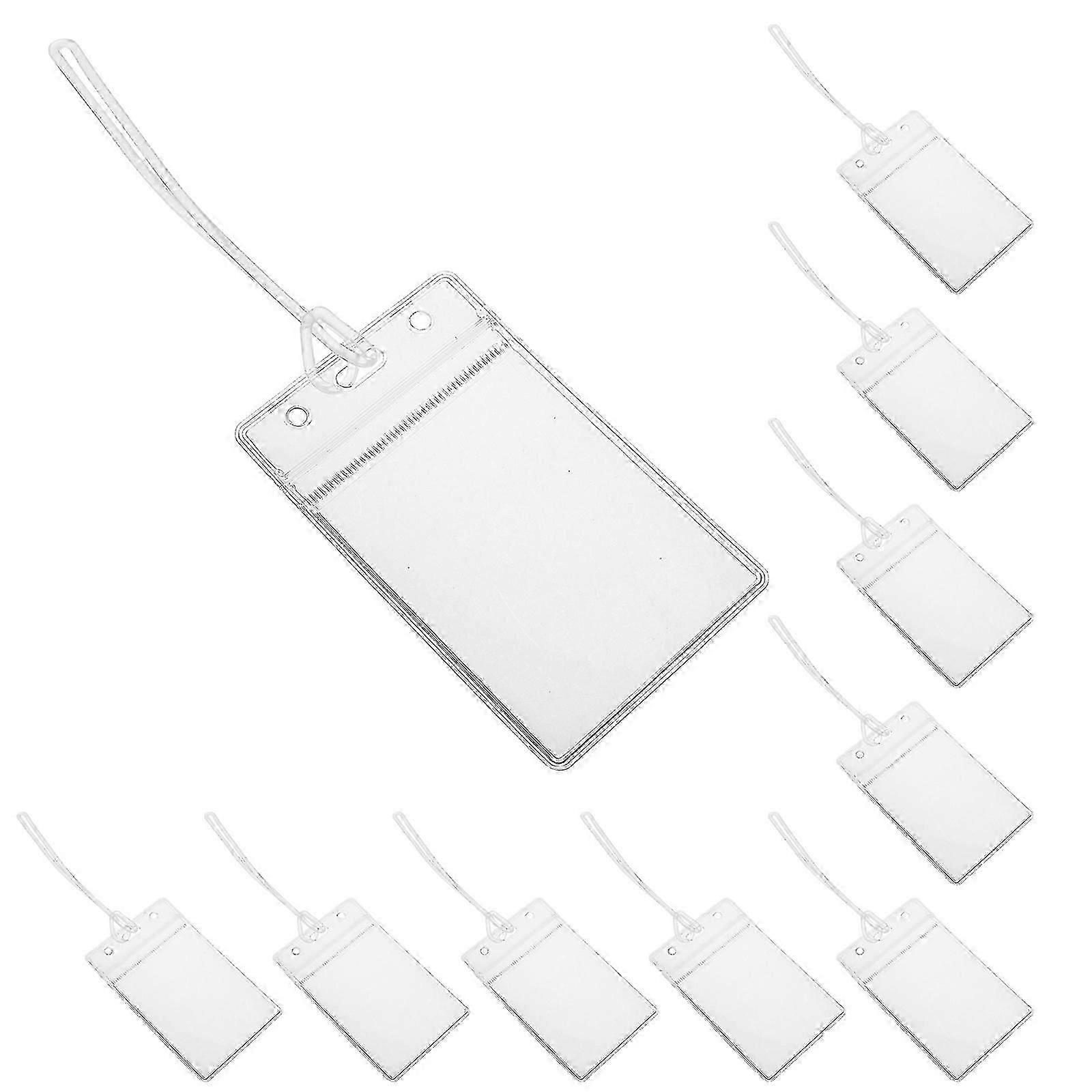 Set of 15 Clear Luggage Tag Holders with Loops for Secure Travel and Business ID Use in the UK