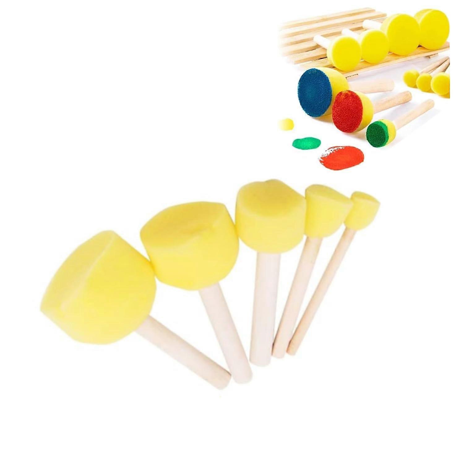 Round Sponge Brushes 20Piece Set 5 Sizes Wooden Handle Mushroom Head