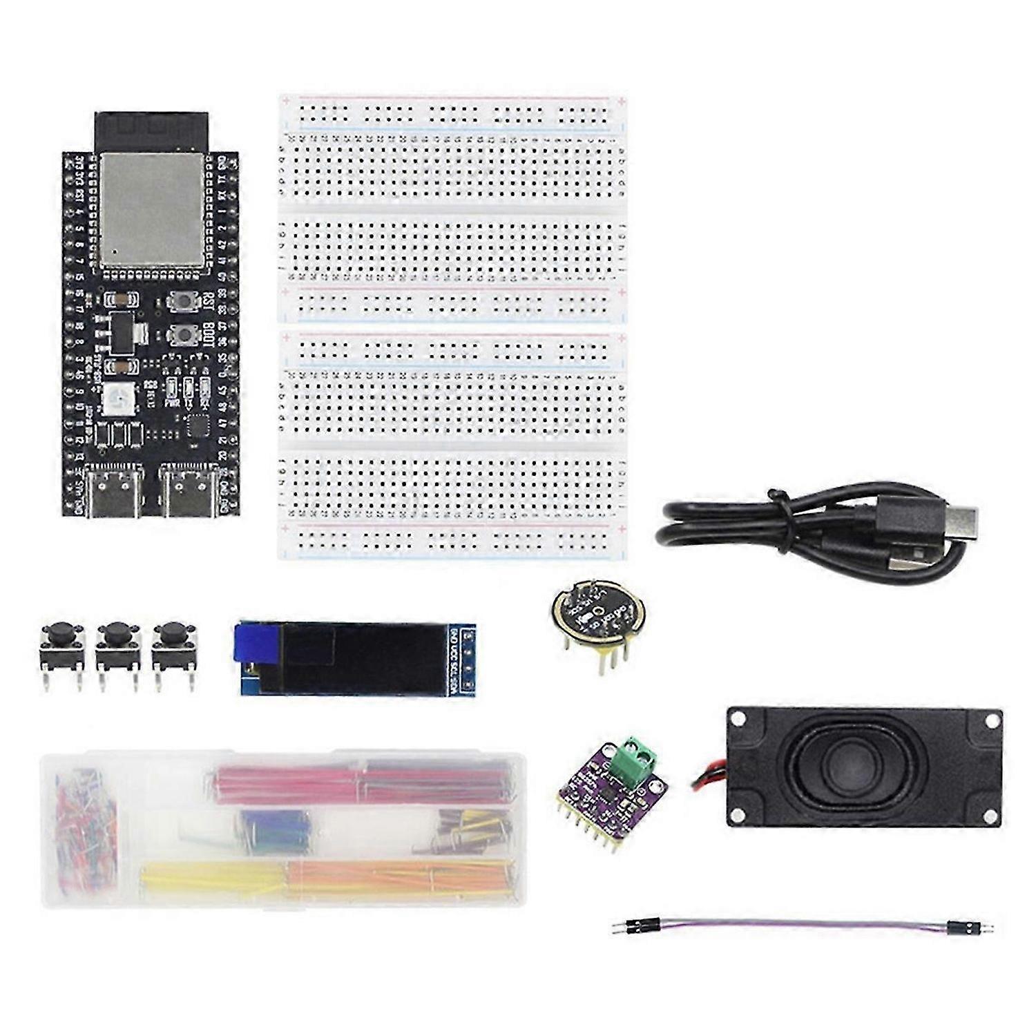 Breadboard 0.91 Inch Kit for DeepSeek Xiaozhi AI Voice Chatbot Kit ESP32-S3 N16R8 Development Board