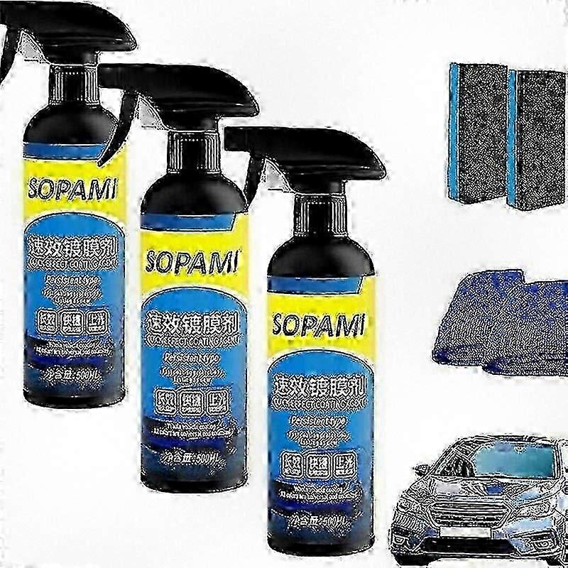 Sopami Car Coating Spray 1-3 Set, Quick Wax Polish & Protection for Car and Motorcycle Paint