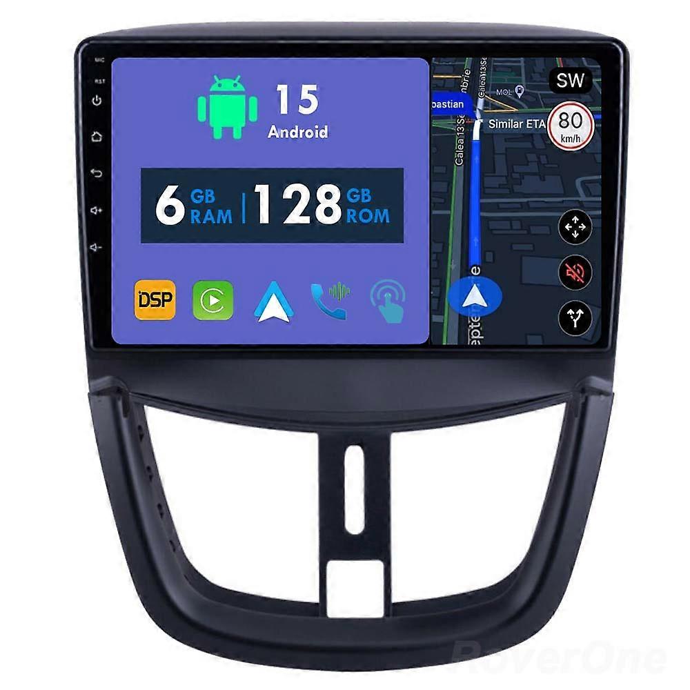 Car Radio 6G+128G CarPlay GPS Navigation Head Unit for Peugeot 207 2006 - 2015 Android Auto Bluetooth Stereo Touch Screen