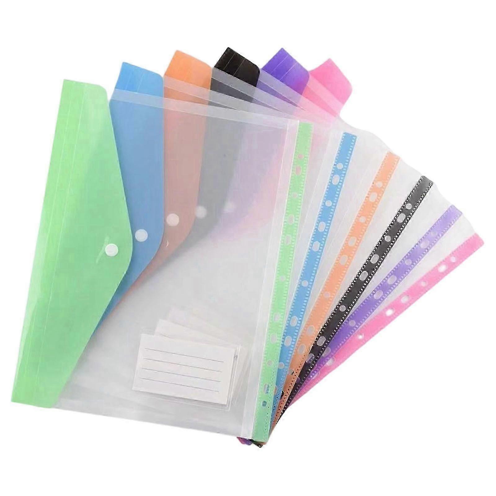 12 Pcs A4 Document Bag With 11 Hole File Organiser File Folder File Bag Document Folder Clear Paper Storage Bag Multicolor Cs