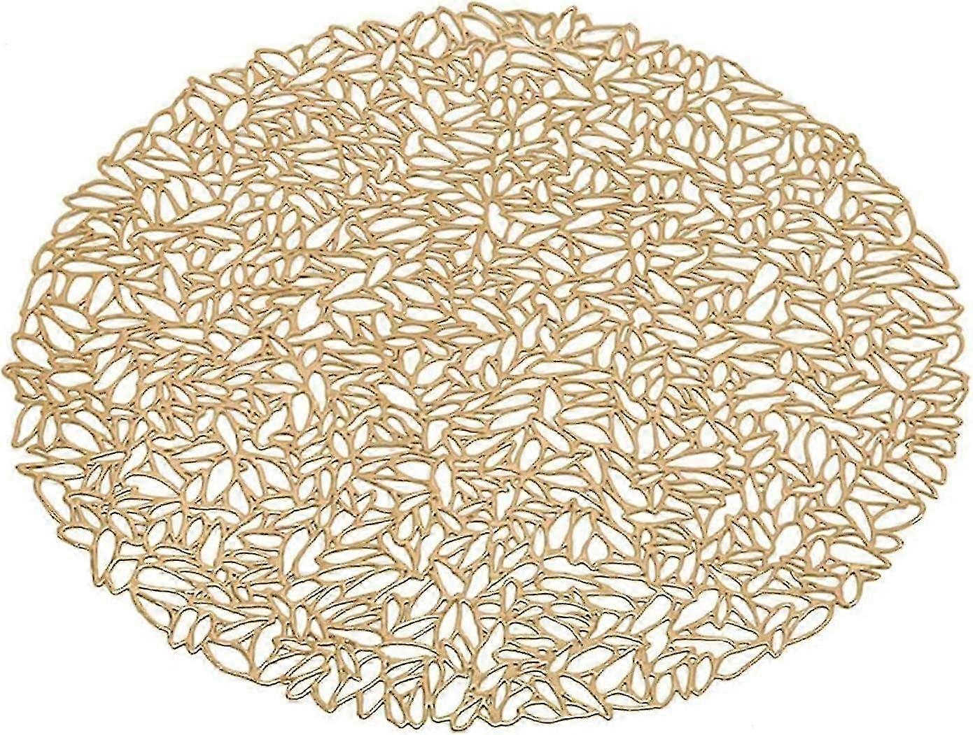 2 Pieces Round Creux Napkin, Gold Round Insulated Table Mat, PVC Environmental Anti-scald Table Decoration (Gold)