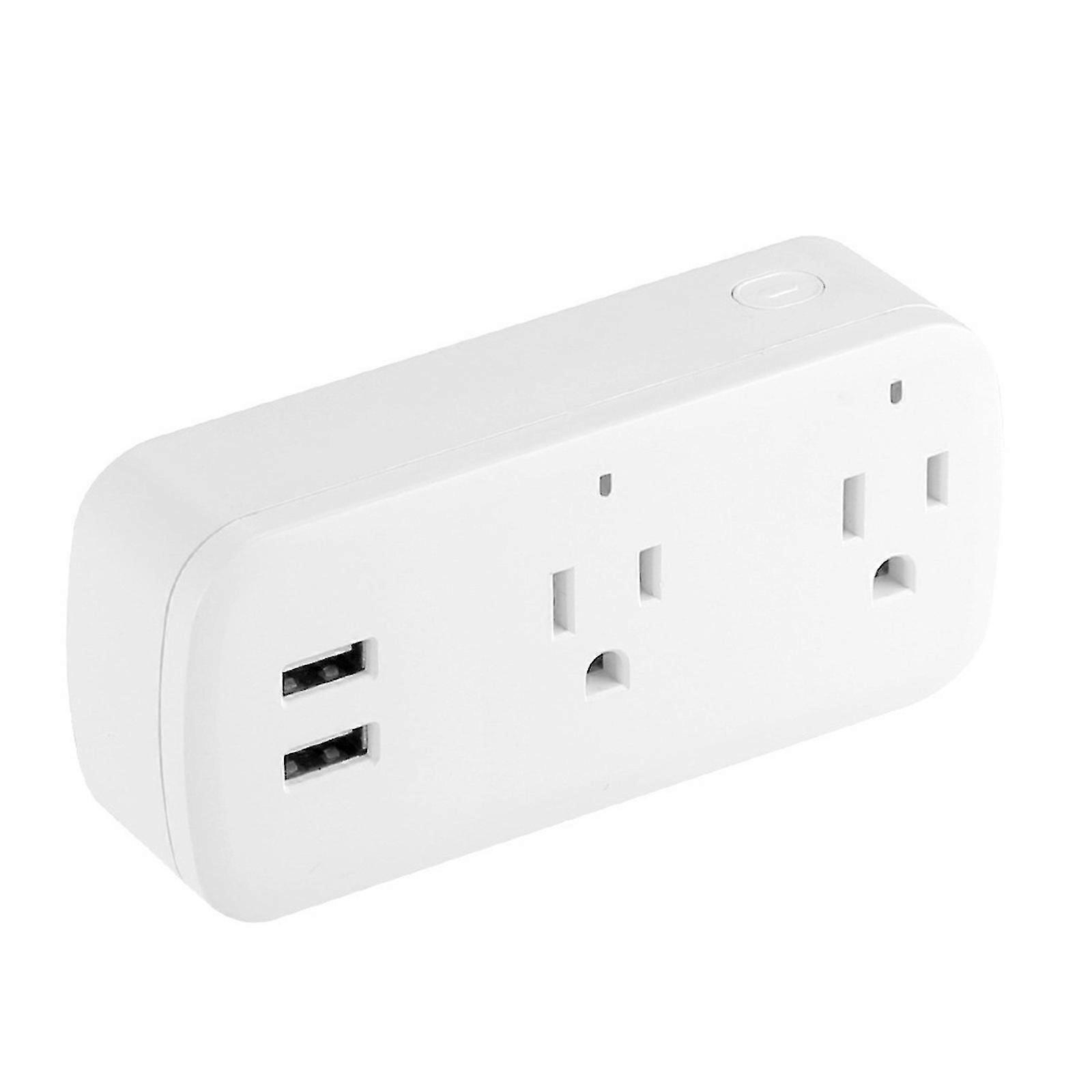 Smart Plug Wifi Outlet With Remote Control & Timer Function Work With Alexa & Google Assitant 16a Smart Socket 2 Outlets No Hub Required 2.4g Wi-fi On