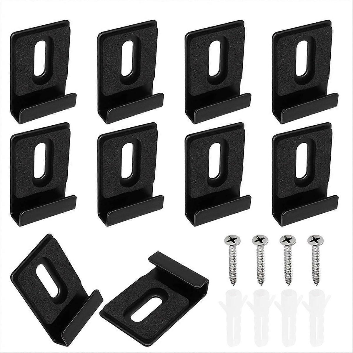 Hardware Mirror Clips for Wall Mounting, Single Hole Black