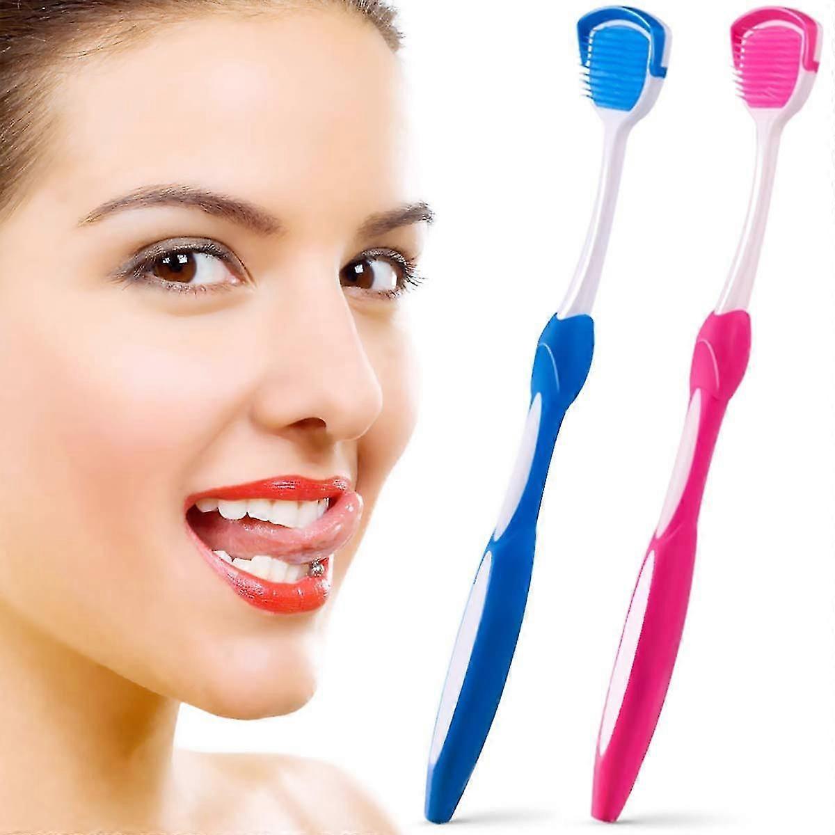 2 Pack Tongue Brush, Tongue Scraper, Tongue Cleaner Helps Fight Bad Breath, 2 Tongue Scra