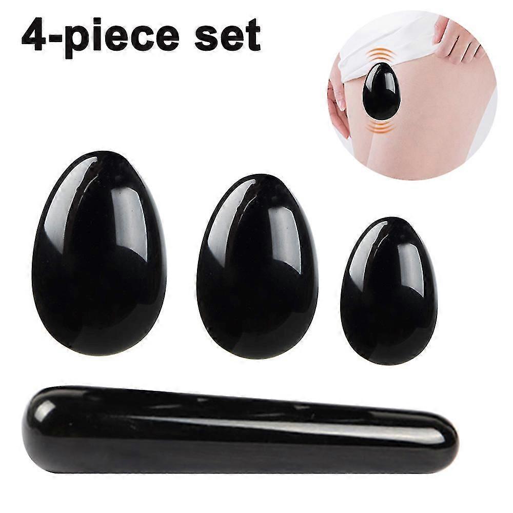 Natural Jade Stone Egg Yoni Eggs 3 Pcs Drilled Jade Eggs + 1 Pcs Massage Stick For Exercis
