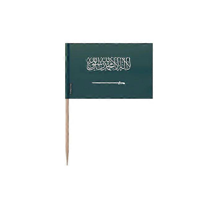 Saudi Arabia Flag Toothpicks - 8 cm - 100 pieces - Adhesive plastic - Bamboo stick - Pixelforma
