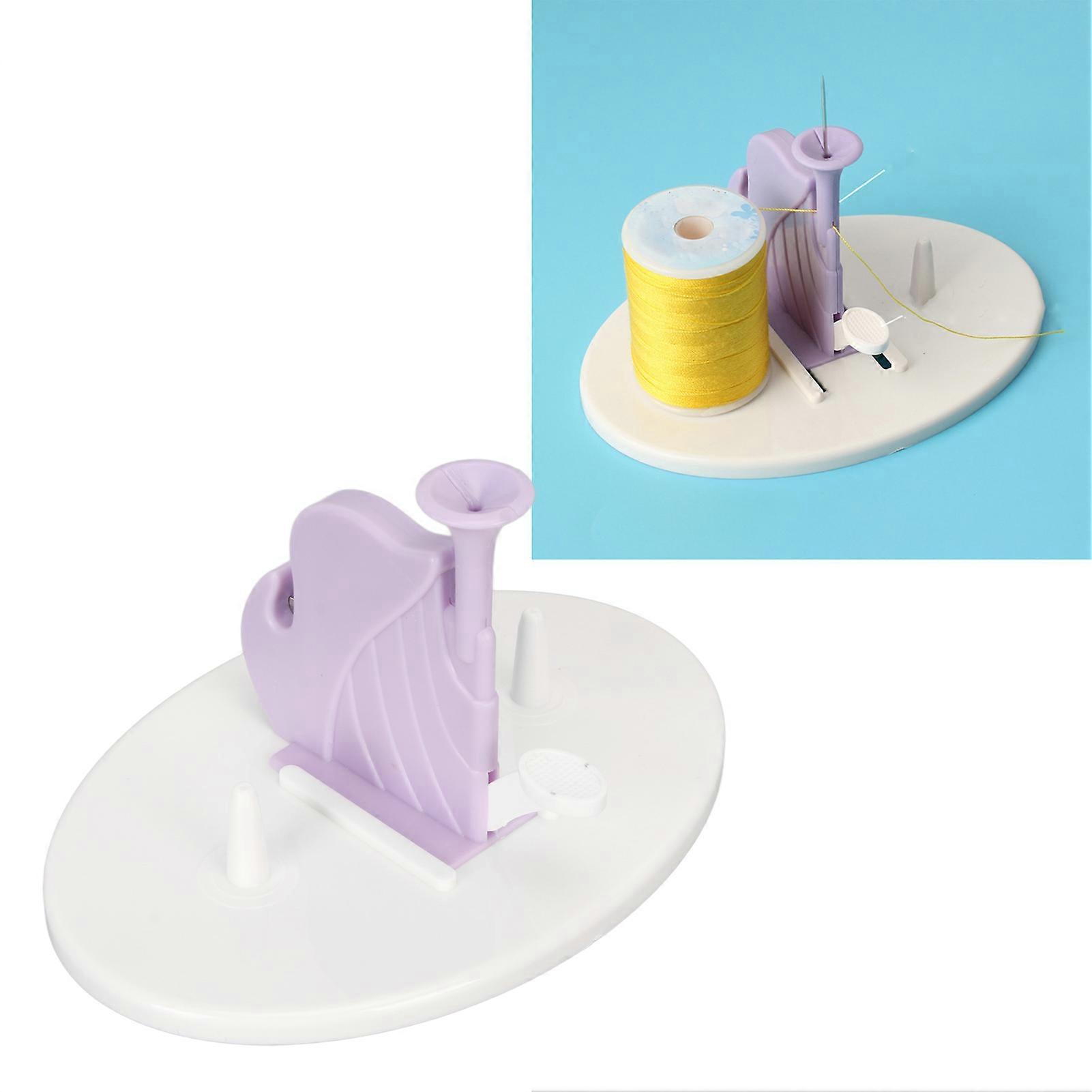 Desk Needle Threader Multifunctional Semi Automatic Needle Threader for Sewing Tool Purple 