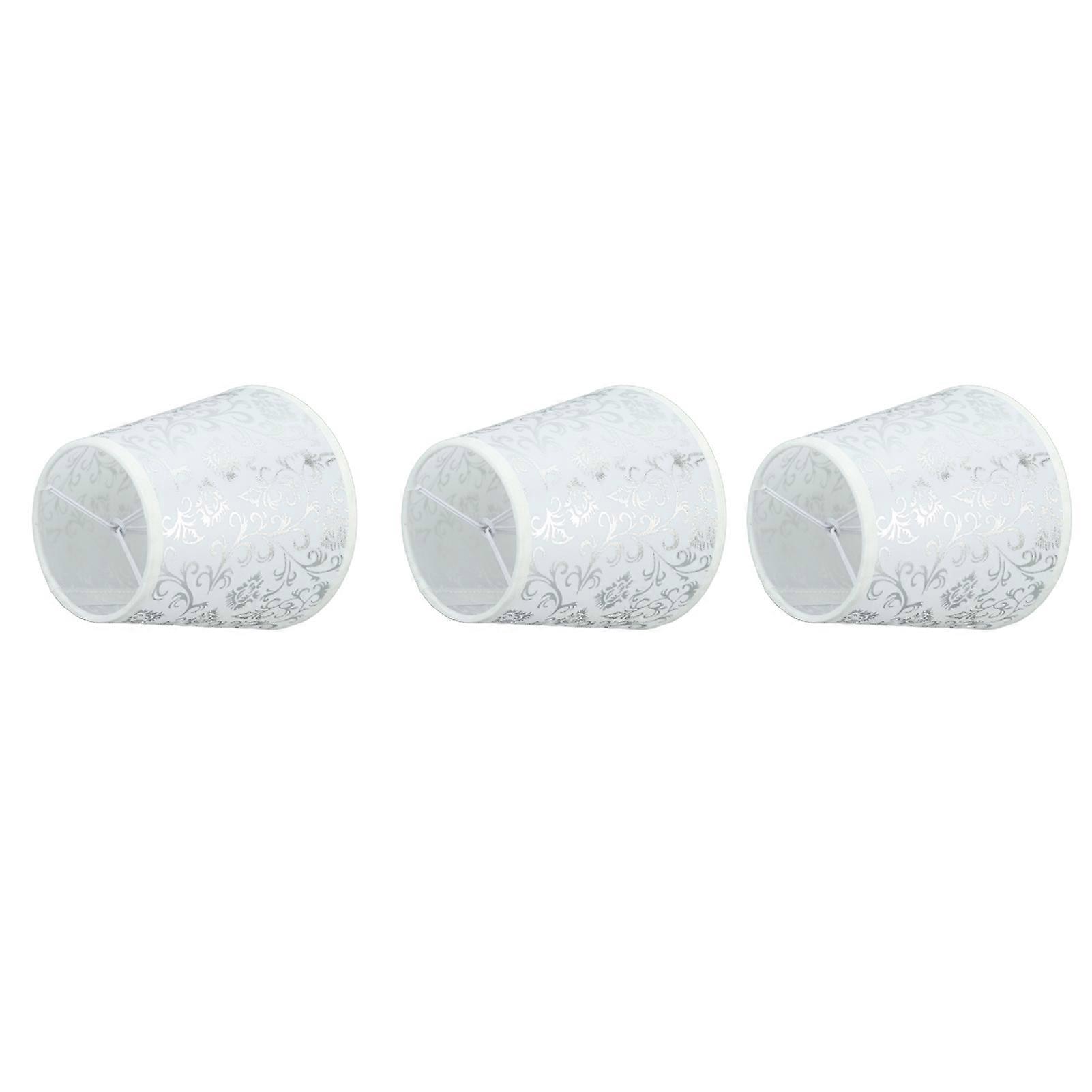 Cloth Lampshade Clip On Installation Modern Fabric Lamp Shades for E14 Bulb Chandelier Table Lamp 3pcs Silver 