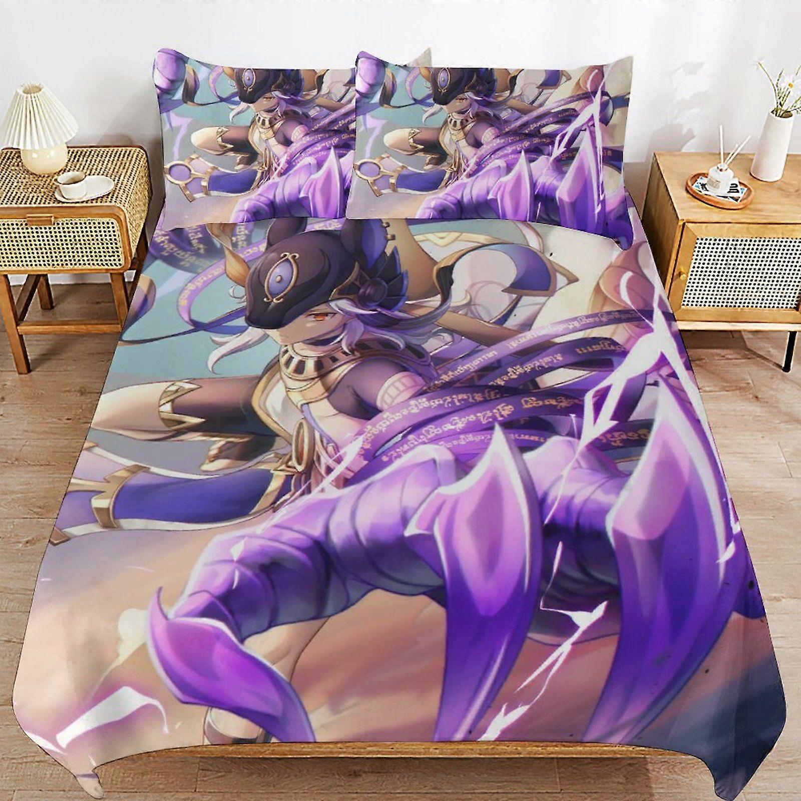 A141 GENSHIN IMPACT Breathable Layer Comfortable Feel Soft Durable Fabric Bedding Duvet Cover Sets with Secure Closure N141