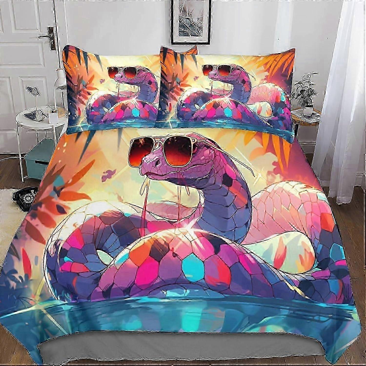 Vida Selvagem Impresso Roupa de Cama Conjunto, Peças Conjuntos com Zíper Microfibra A Capa Edredom Gato, com fronha para adultos e crianças King 135*200 CM