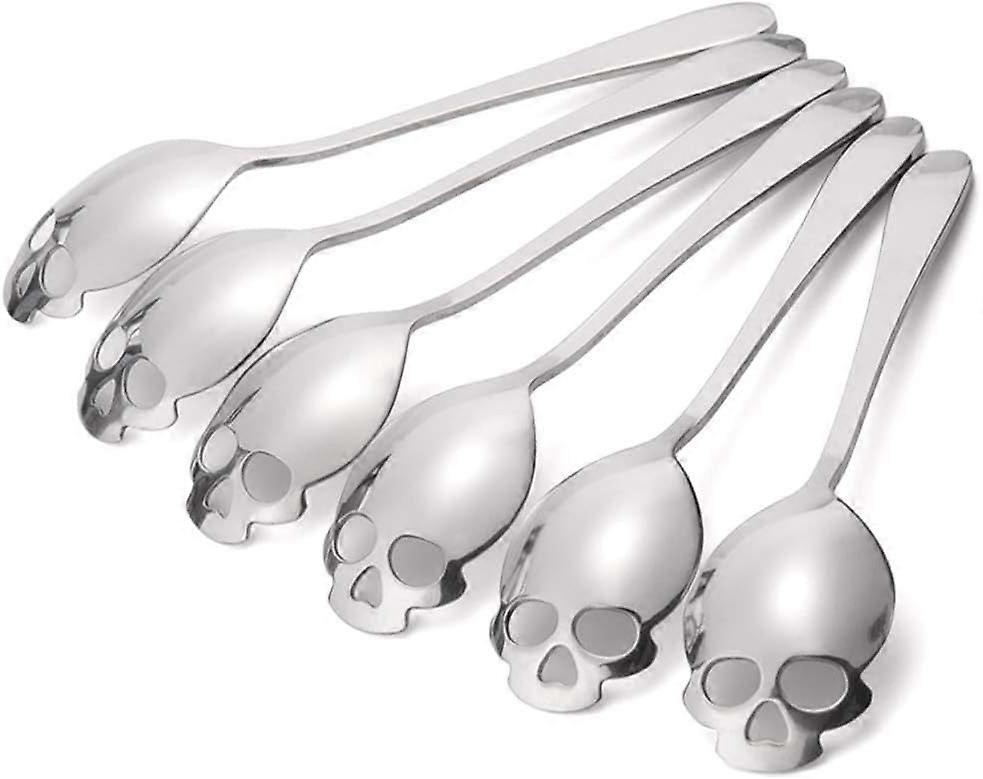 6 skull spoons, 304 stainless steel coffee spoon