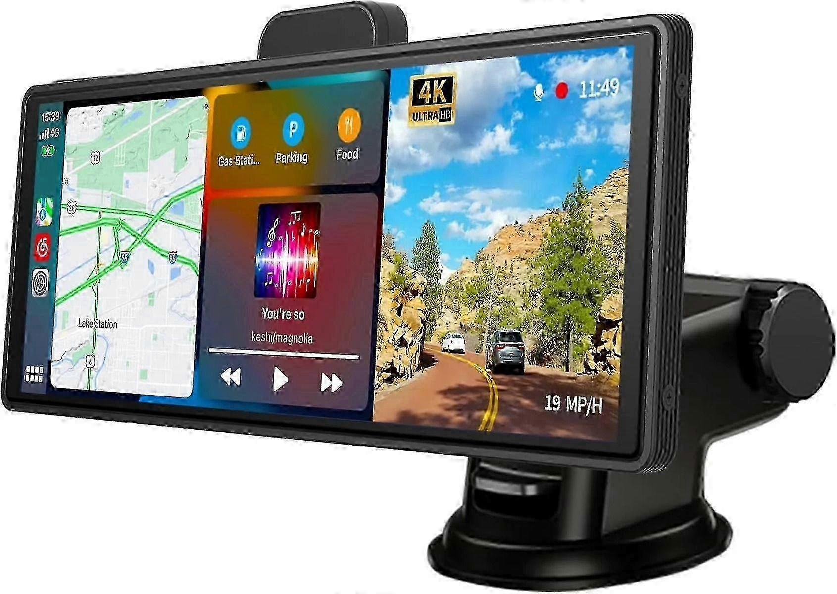 New Wireless Apple Carplay & Android Auto, 9.3 Portable Car Stereo with 4K ADAS Dash Cam, Phone Mirroring, AUX/FM/Speaker/Bluetooth, 32.8ft