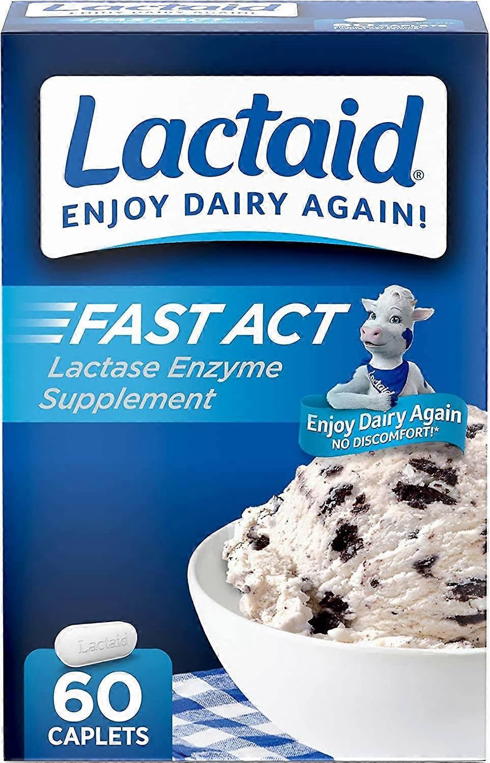 Lactaid Fast Acting, Lactase Supplement, Caplets, 60 Ea