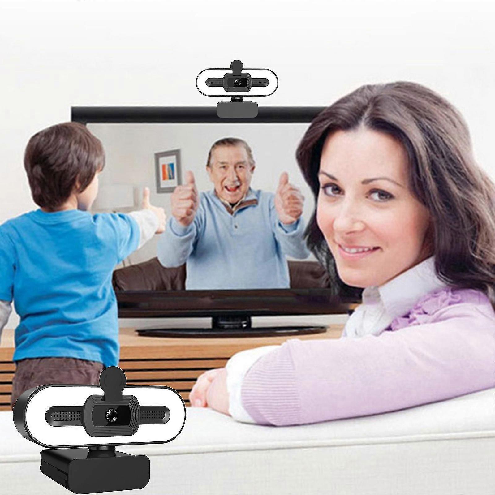 1080p Webcam With Microphone 3-level Brightness Adjust-able Ring Light Fast Autofocus Usb Plug And Play For Live Streaming| Recording| Gaming