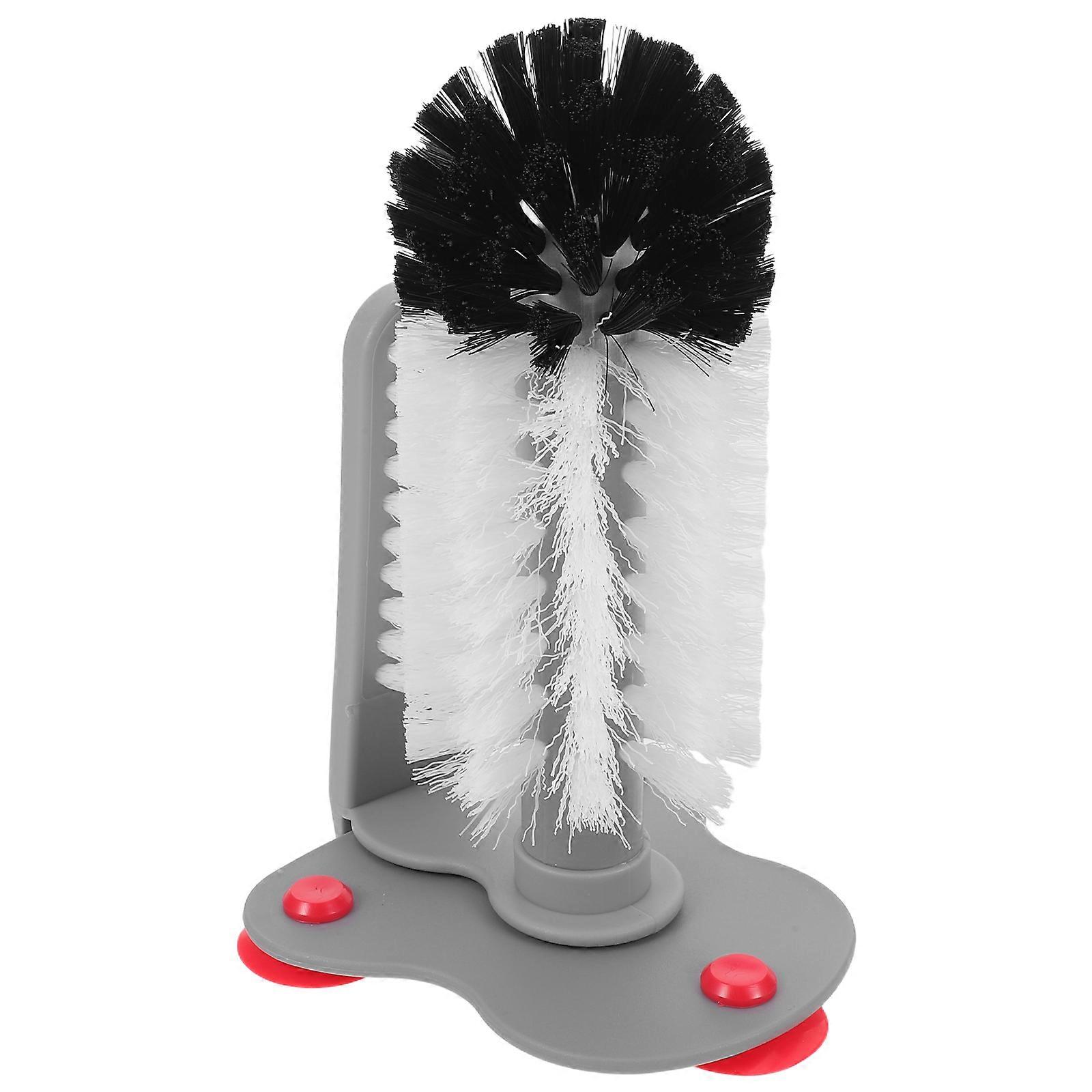Plastic Glass Cup Brush for Cleaning with Suction Base 2Pcs