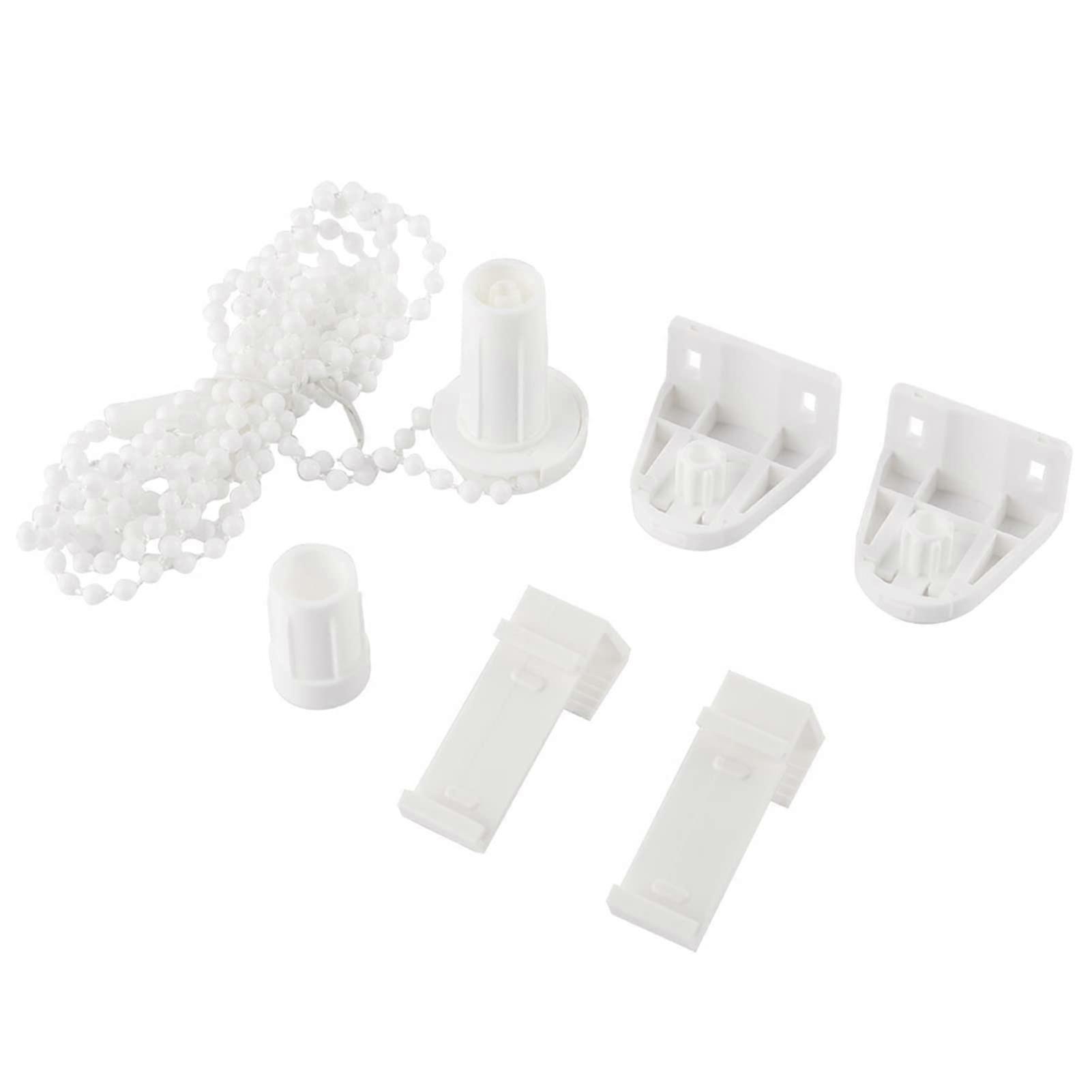 Roller Blind  Kit with 17mm Plastic Clutch Bracket Pulley Chain for Window Shades White
