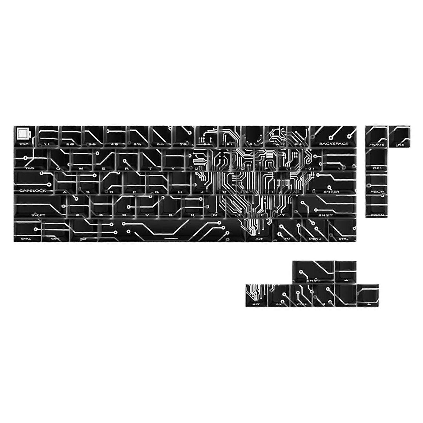 Love Circuit Keycaps 64/74Key Double Shot Side Print Backlit Keyset Dye Sublimations Widely for 60 61 63 64 65 67 Multicolor