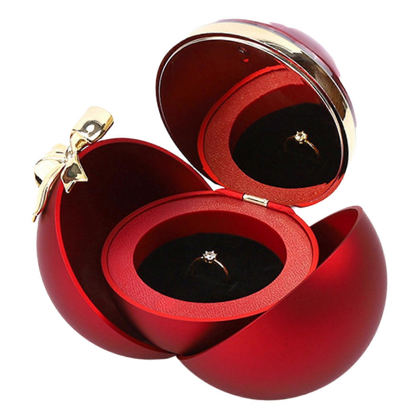 Beautiful Sphere Shape Rings Holder Delicate Rose Rings Box with Sphere Shape For Memorable Proposal Event  Red