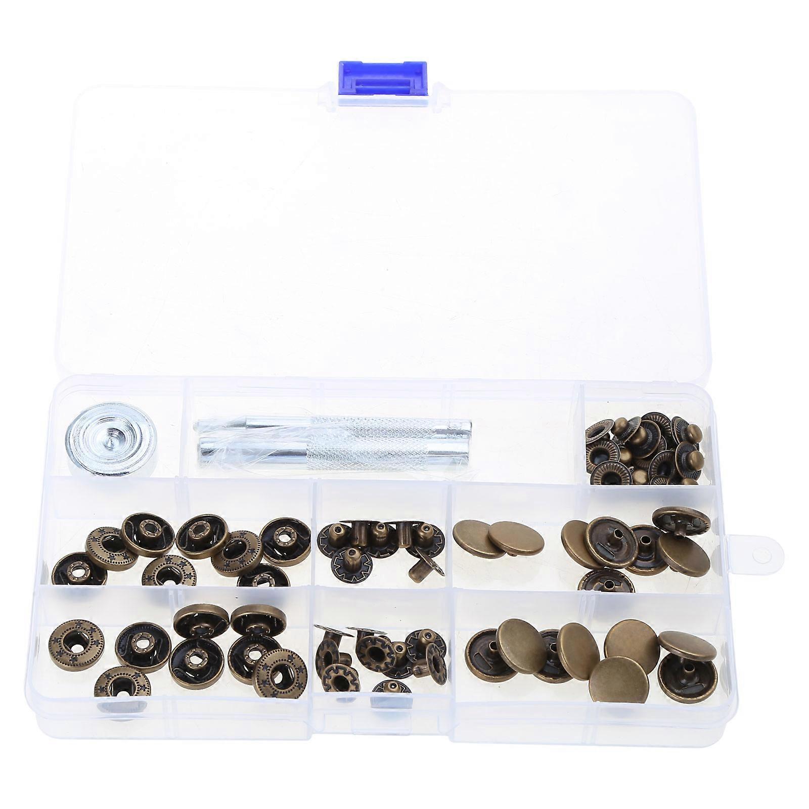 15 Sets 15mm Snap Fasteners Kits, for Leather Craft Clothes Making, Metal Snaps Buttons Press Studs with Install Tools Multicolor