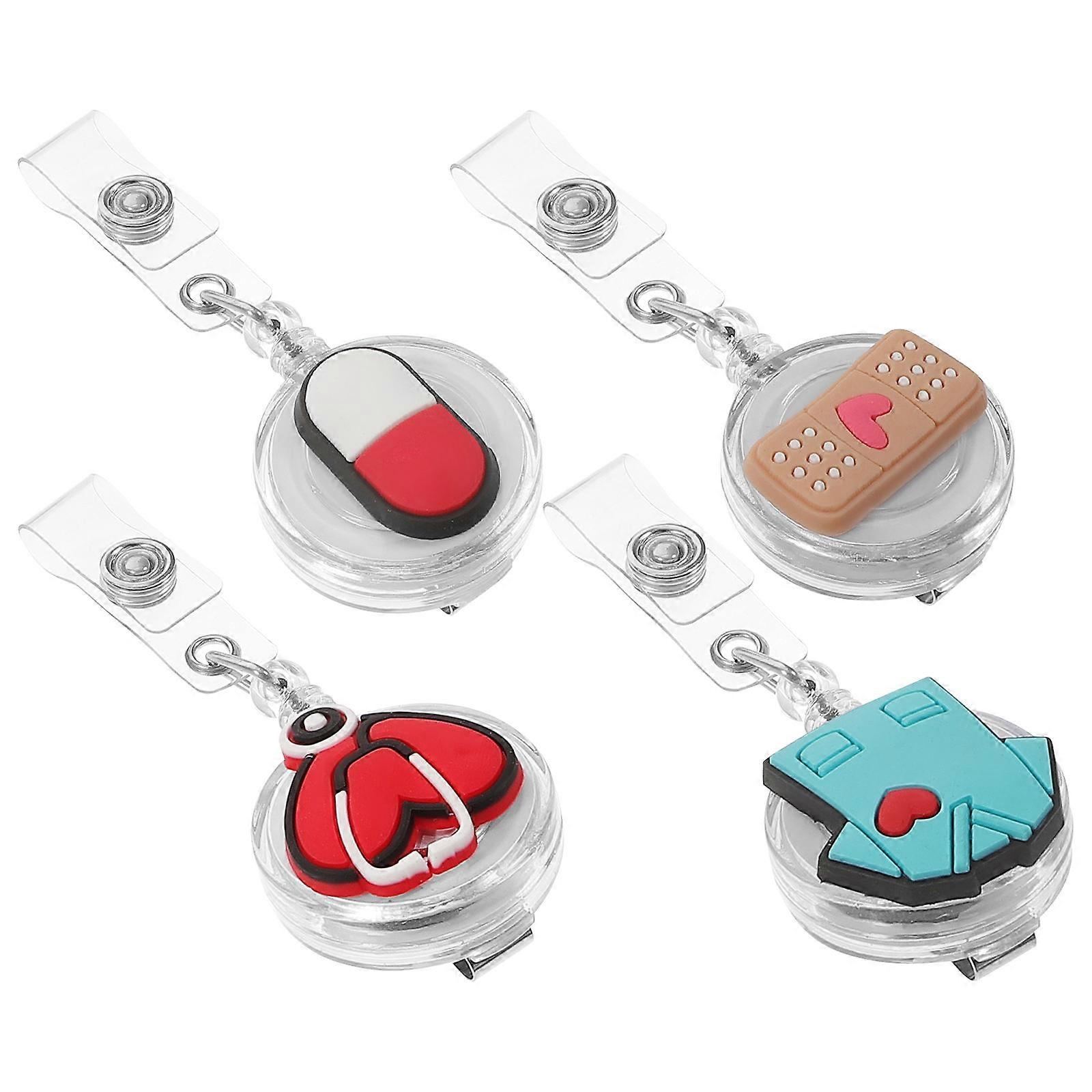 מחזיקי תגים ניידים 4pcs מחזיקי תעודות זהות לשימוש חוזר אבזמי תג נשלף תגים ניידים