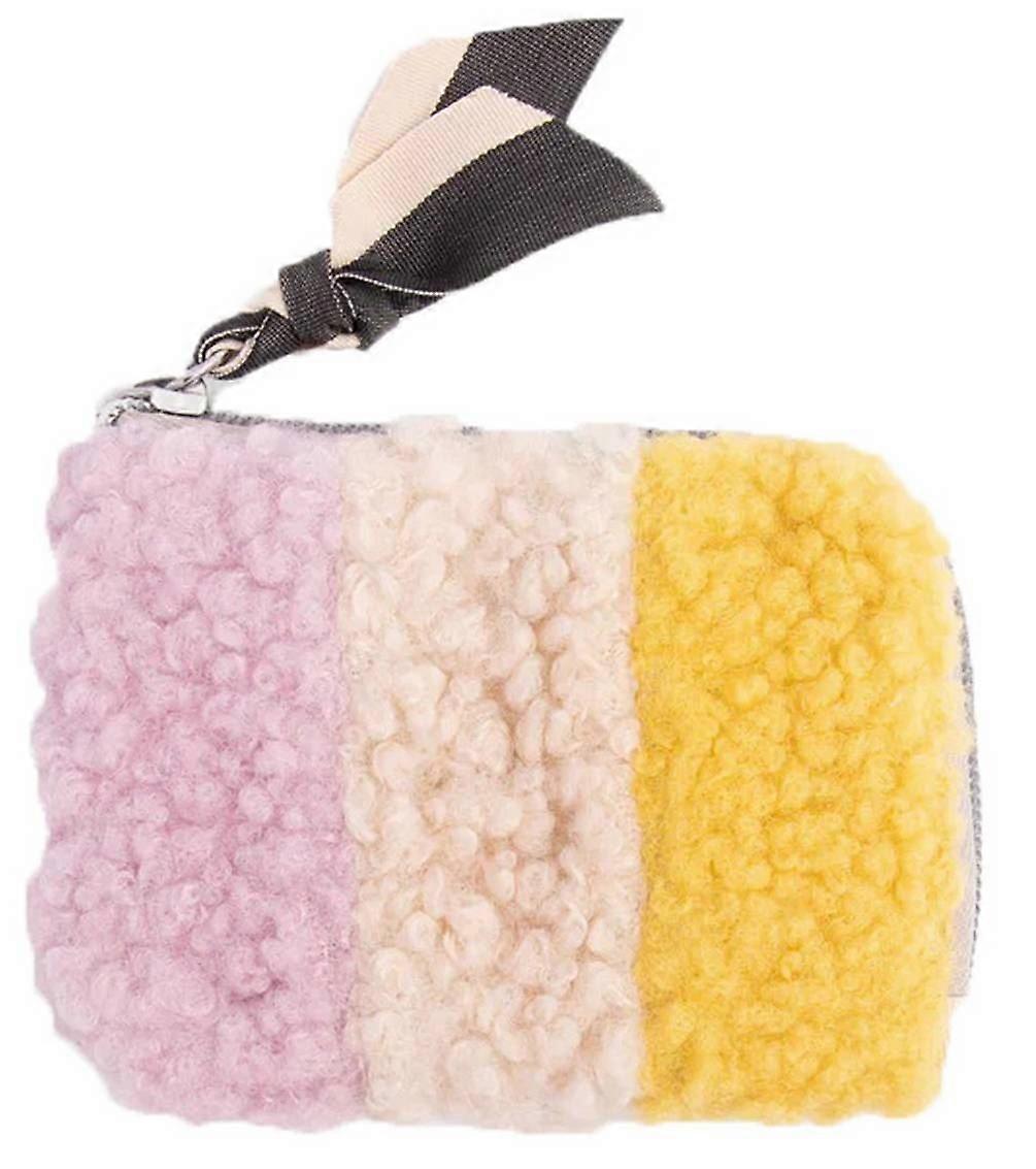 Caroline Gardner Stripe Borg Corner Purse - Lilac/Cream/Yellow