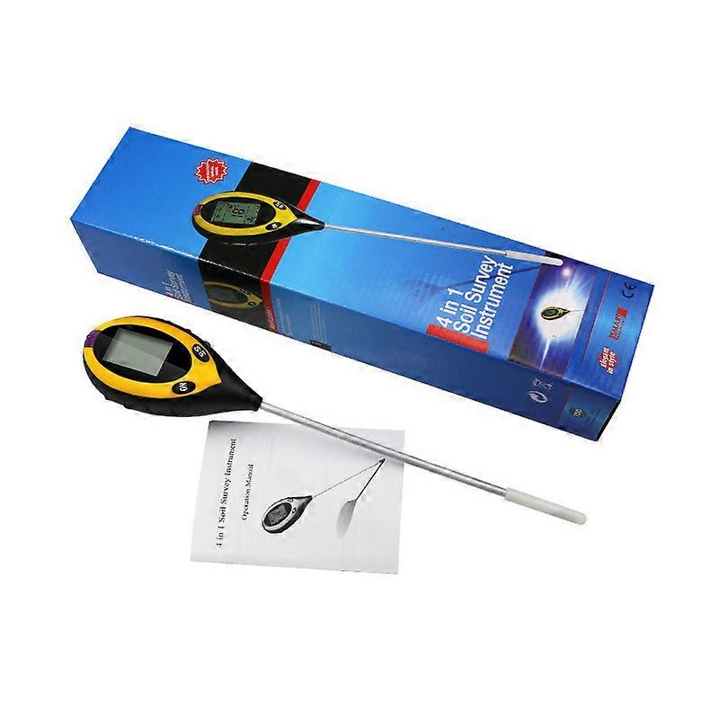 4-in-1 Digital Soil pH Meter Test Kit for Moisture Light Temperature with Backlight and Probe