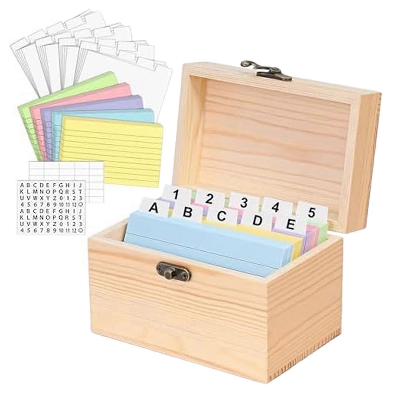 Multifunctional Natural Wood Card Holders Box Compacts Layered Compartments Ink Control Lines 6 Vibrant Colors Sheets Multicolor