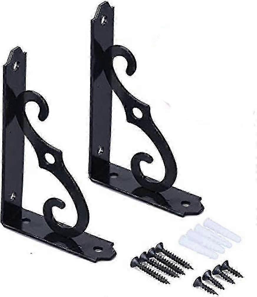 e Pack Of 2 Decorative Shelf Brackets, Wall Mounted Floating Shelf Bracket, L Shape Heavy Duty Metal Corner Brace Shelf Supporter 140x11