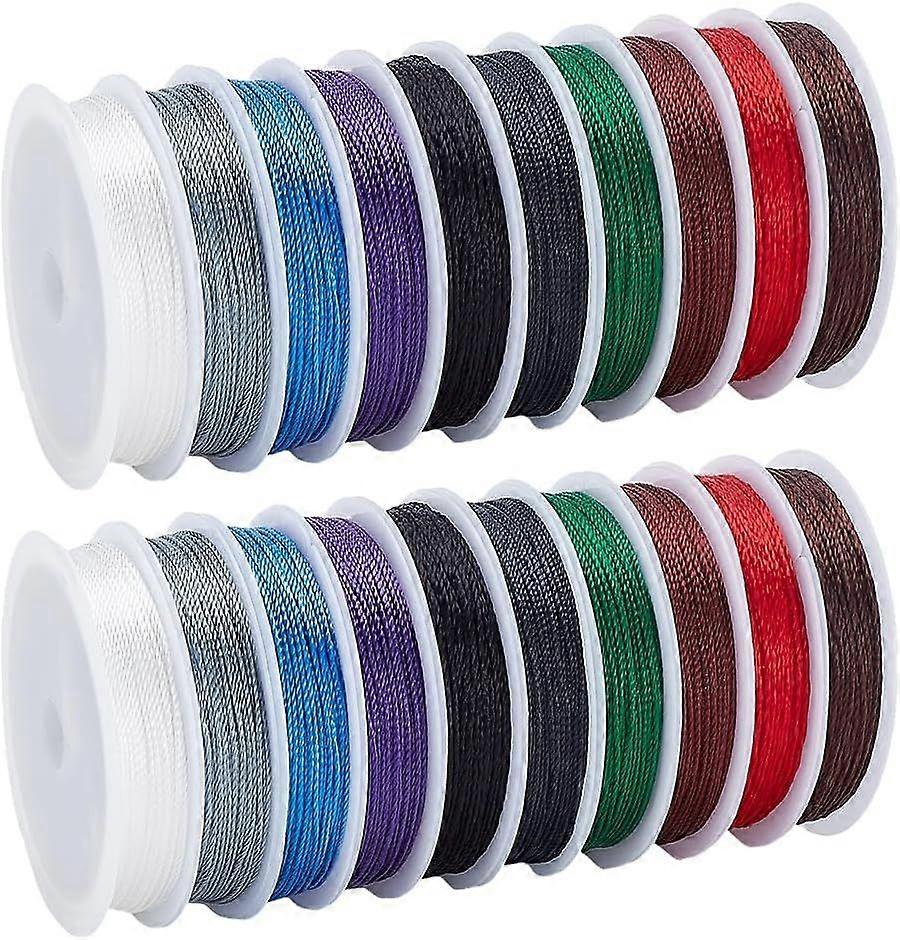 218 Yards Beading Thread 10 Colors Bracelet String 0.5mm Kumihimo Thread Beaded String Cord Chinese Knotting Cord for Jewelry Making Necklaces Macrame