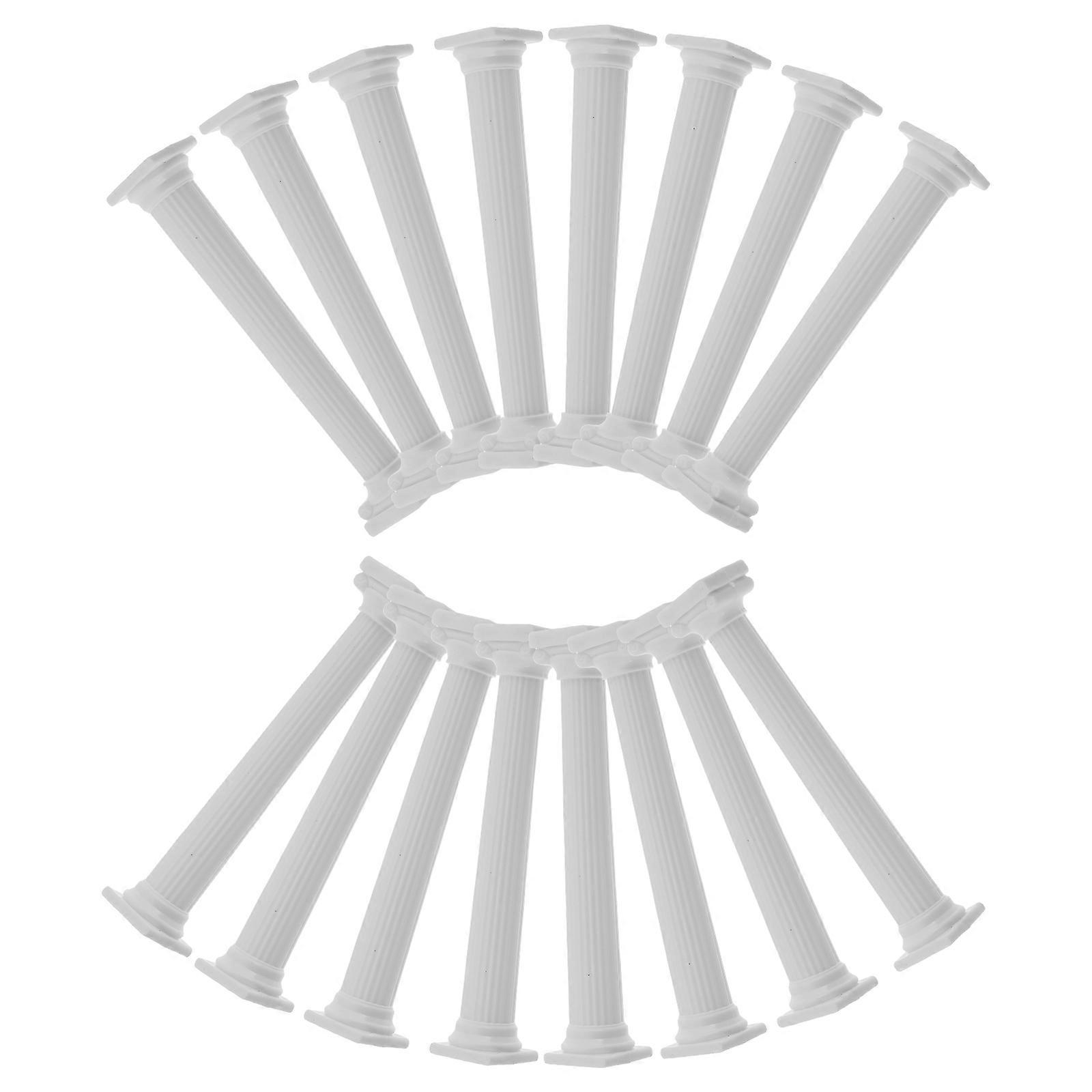 16Pcs Mini Roman Column Model for Decoration White Plastic Sculptures