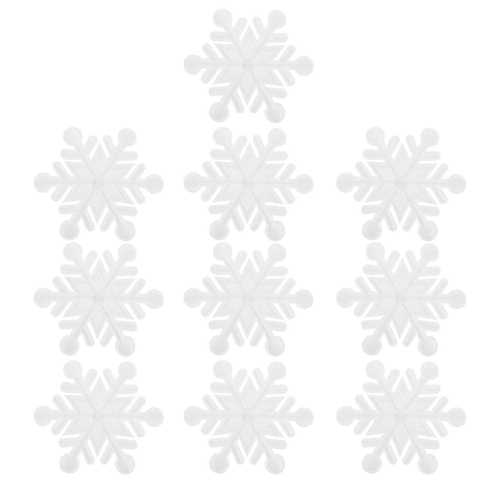White Snowflake Embroidered Patches for Clothing 10Pcs Winter Themed Patches