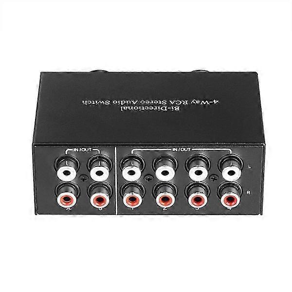 4-way bidirectional RCA stereo audio switch 2 in 4 out or 4 in 2 out L/R Jack audio channel RCA Au