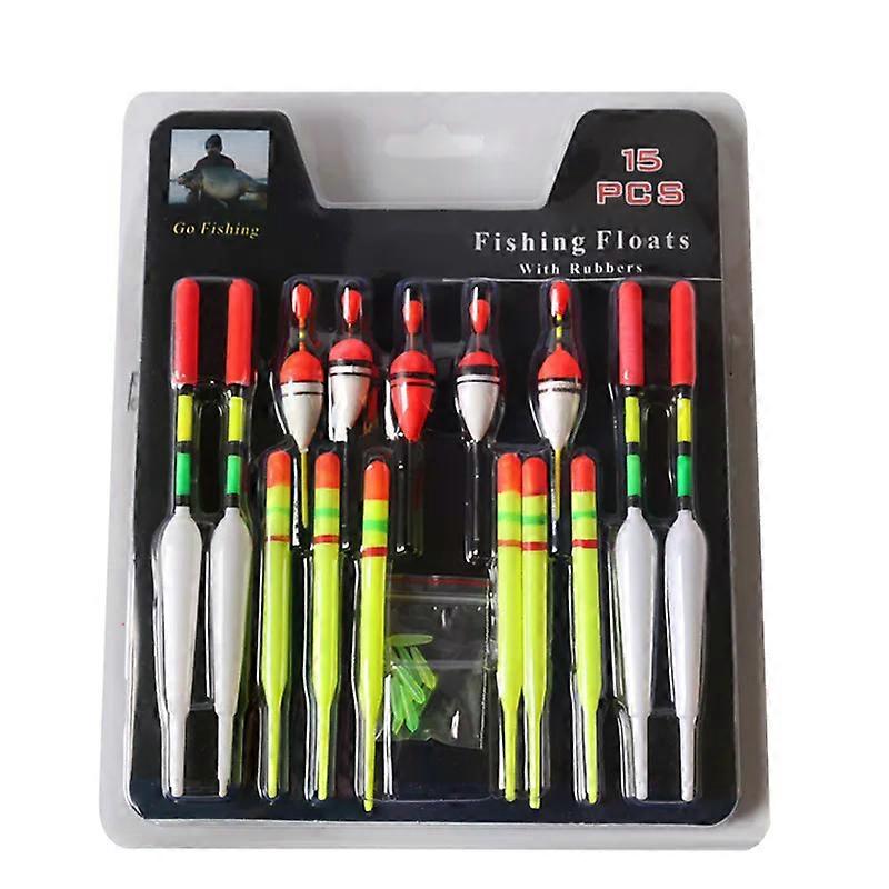 Flotteurs de p��che en caoutchouc de mer, lot de 15 pi��ces, bou��e verticale, taille mixte, document pour outils