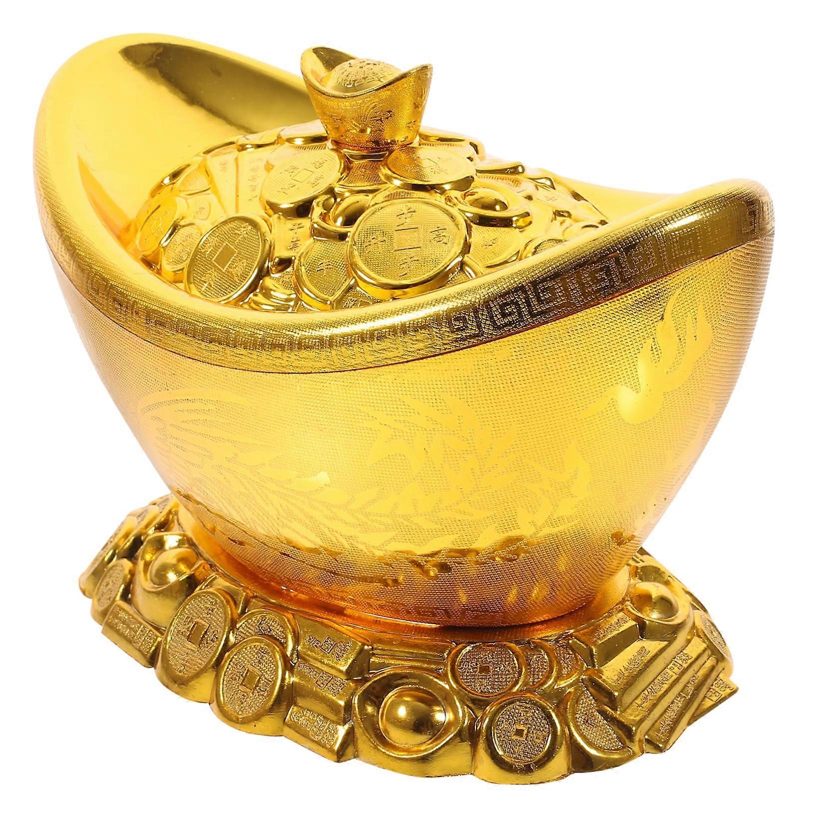 Chinese Ingot Candy Box with Elegant Golden Design Large Capacity Wedding Party Favor Container
