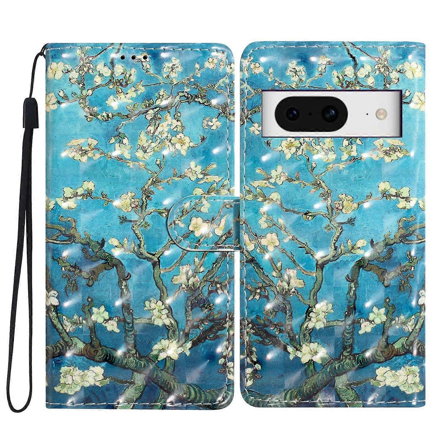 For Google Pixel 8 Case Flip Wallet PU Leather 3D Pattern Printed Phone Cover