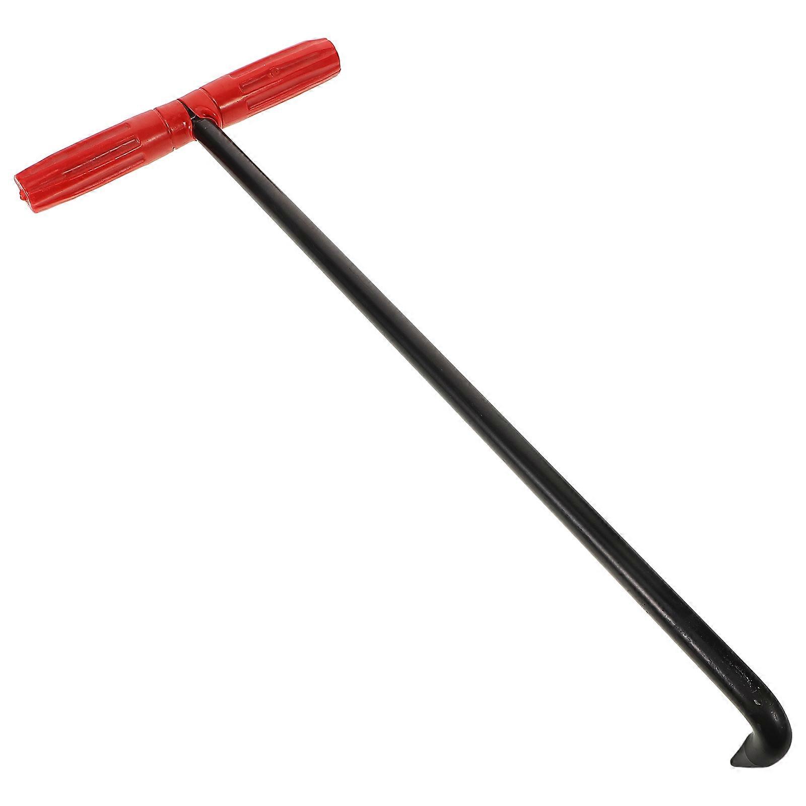 Black Iron Manhole Cover Hook with T-Handle for Piece 9.84 Inches