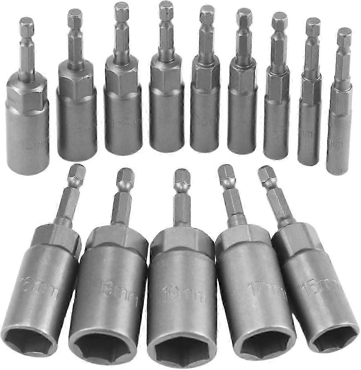 14Pcs Deep Impact Socket Driver Kit6-19mm Impact Driver Bit, Hexagonal Socket Adapter Set for Impact Driver, for Socket Wrench, Hand Drill 26s