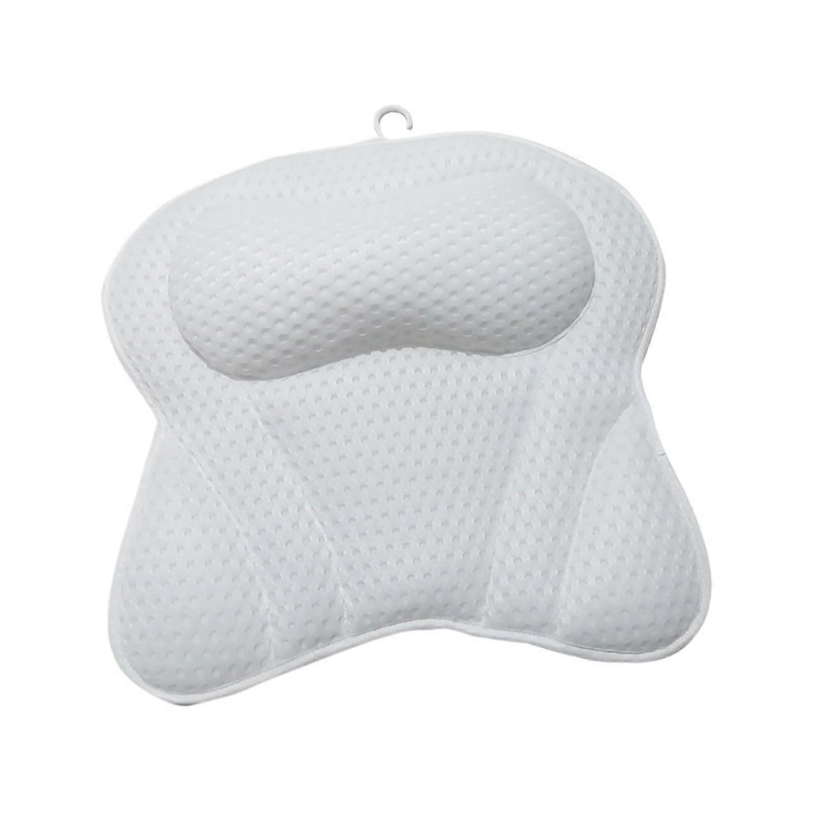 Bath Pillow with Suction Cups Ergonomic Bathtub Headrest Quick Dry Spa Cushion for Neck Support
