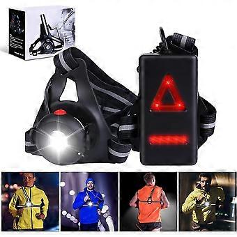 Hardlooplamp - USB oplaadbare hardlooplamp 500 lumen IPX6 waterdichte hardloopborstlamp 3 standen en 90 verstelbare hoek LED-hardloopborstlamp voor