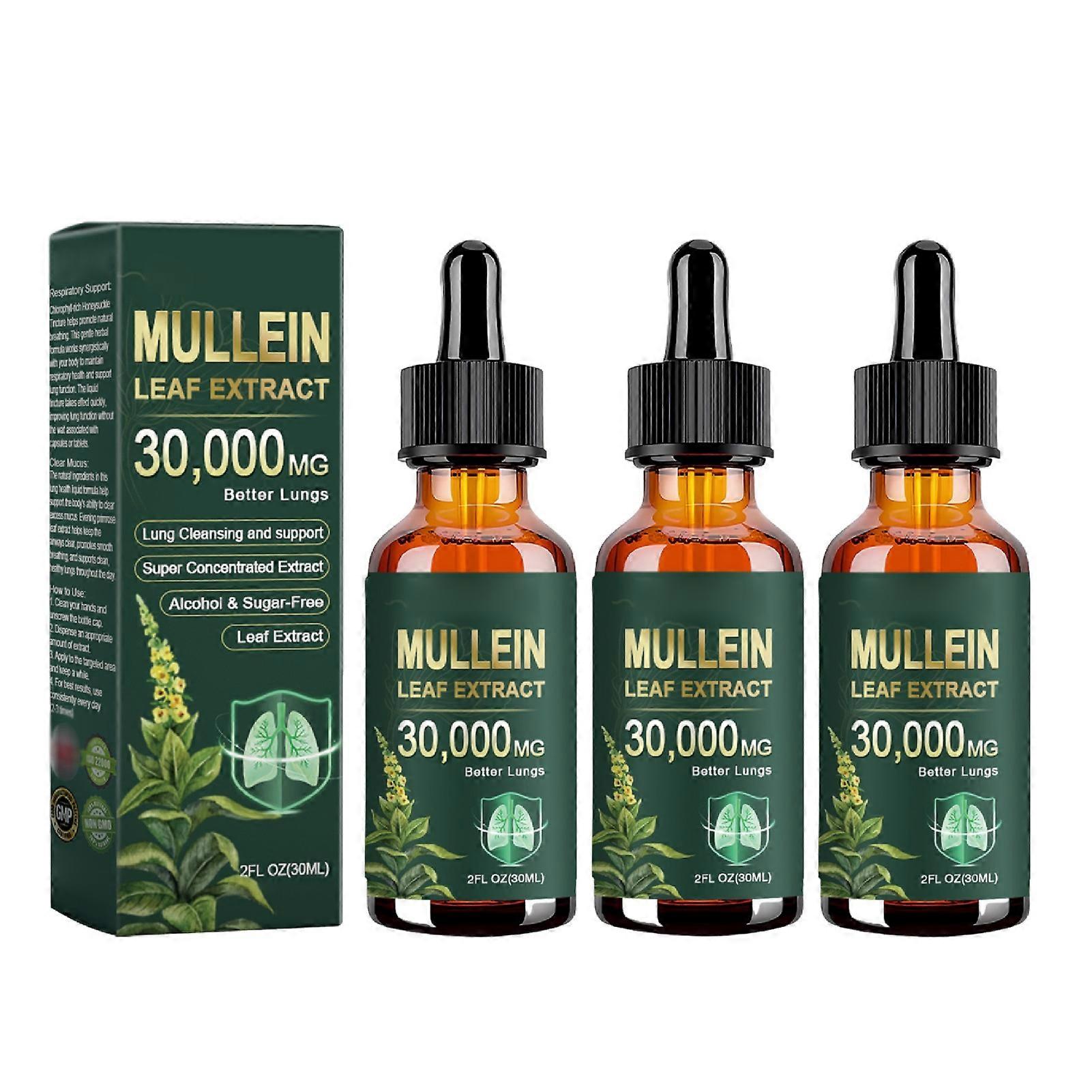 Natural Mullein Leaf Extract Lung Cleansing Drops, Respiratory Support, Lung Detox & Boost Immunity - 30ml